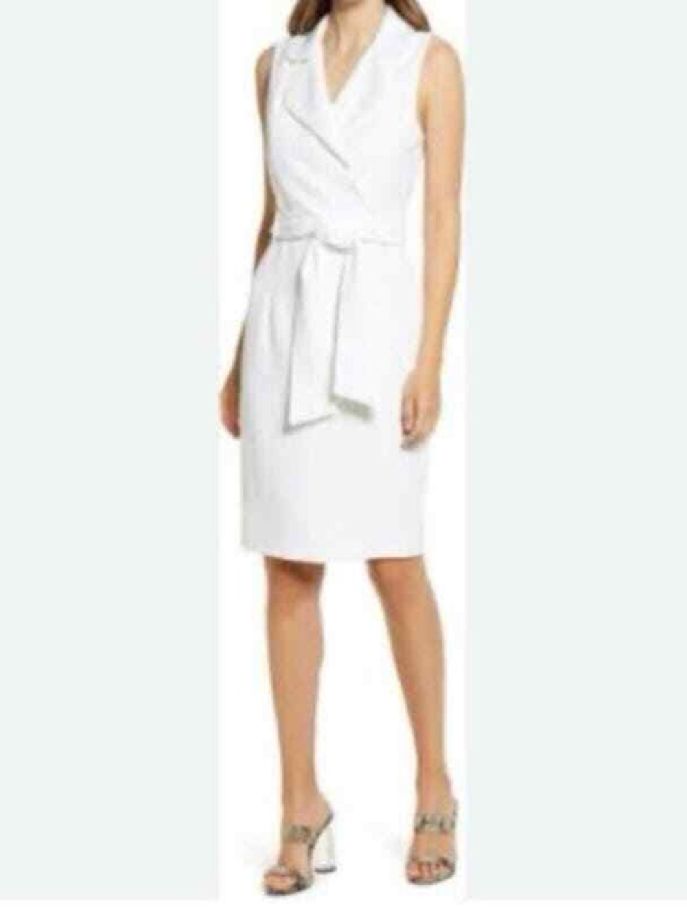 Black Halo Danica Sheath Dress Cady Bi-Stretch White Women's Size 2